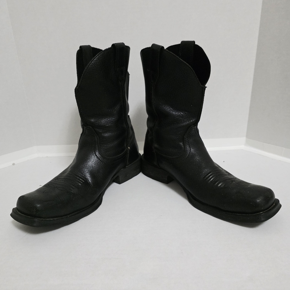 Ariat Men's Black Rambler Leather Square Toe Boots - Picture 3 of 10